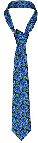 Cravate fine pour homme Motif fleurs de dahlias aquarelle Pour affaires, fête, mariage, Noir , taille unique
