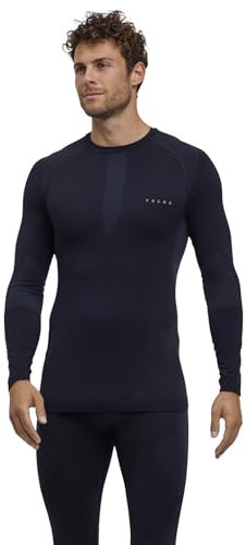 FALKE herr Baslager Ovandel Warm Round Neck M L/s Sh funktionellt garn snabbtorkande 1 del, Svart Black 3000, S