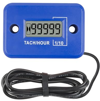 Taikemeti Compteur Horaire Tachymétrique,Affiche le régime en temps réel et le temps Total Accumulé,Conception 2 temps et étanche pour Moto VTT Générateur de Motoneige Motoneige(Bleu-2)