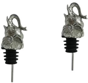 Amosfun 2pcs Unique Elephant Head Wine Pourer Alloy Wine Stopper Bottle Stoppers Bottle Caps Party Accessory