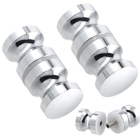 Anseom 2 Pezzi Maniglia di Porta della Doccia, Maniglie per Porte Maniglia Per Porta Rotonda Pomolo per Porte Vetro in Lega di Alluminio Pomolo Per Porte Vetro per Cucina Bagno Casa Hotel (30mm)