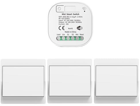 Cerhot 230V Tuya WiFi Smart Switch, set di interruttori della luce wireless, interruttore wireless, interruttore di controllo remoto, interruttore wireless per l'illuminazione domestica (EU 1Gang 3V1)
