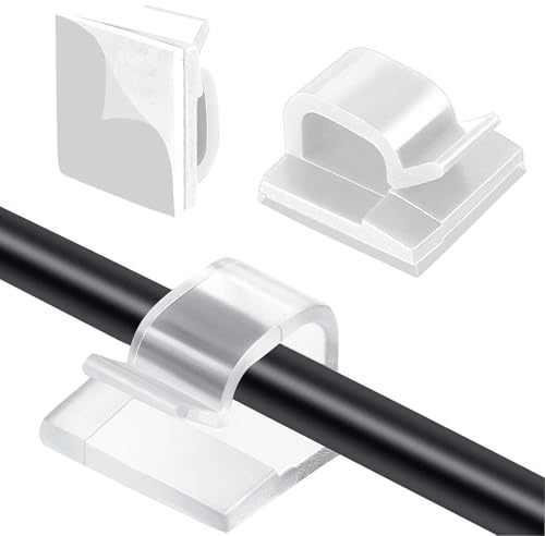 60 Stück Kabelclips, Cable Holder, Kabelklemmen Selbstklebend, Cable Clips, Outdoor Kabel Clips, Kabelmanagement Haken Draht Halter, Für Kabelbefestigung Lichterkette (Transparent)