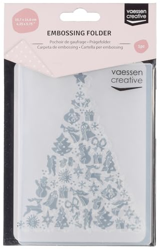 Vaessen Creative Prägeschablone Weihnachtsbaum Xmas 14,6 x 10,7 cm – Embossing Folder für Karten Basteln, Scrapbooking, Journaling – Wiederverwendbar, Präzise Ergebnisse, Für Stanzmaschinen