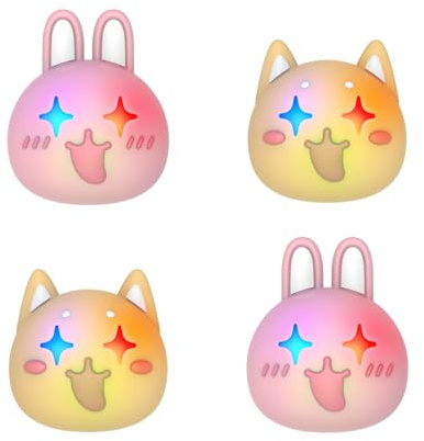 PlayVital LED Joystick Caps for ps5/ps4 for Xbox for Switch Pro,Bunny Puppy