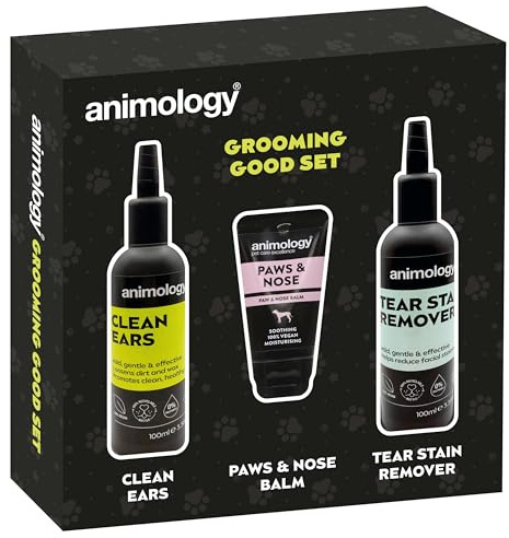 Animology Grooming Good Set, Juego de Regalo para Perros con solución Limpia para Orejas, removedor de Manchas de lágrimas y bálsamo para Nariz y Patas