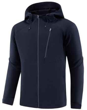 HSQSMWJ Mens WindBreak Lightweight Running Jackets (Size:5XL,Color:Navy Blue)