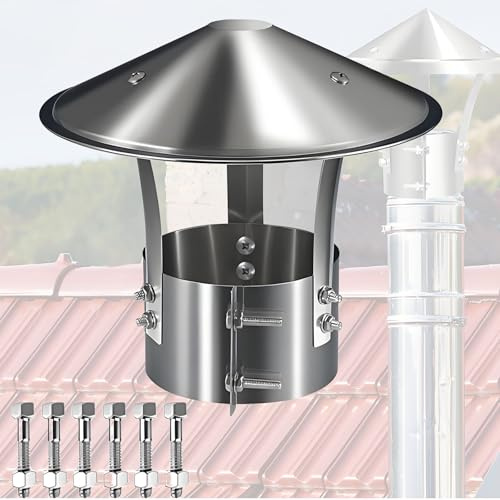 80mm-300mm Antipioggia Comignoli Del Tetto, Comignolo In Acciaio Inox Cono Con Retina Copertura, Tubo Della Stufa Topper, Del Camino Copertura Antipioggia, Copertura Del Tetto(210mm/8.3in)