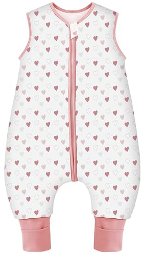 Teechodina Baby Schlafsack mit Füßen 2.5 Tog Kinder Winter Schlafsack mit Beinen für Jungen und Mädchen, 2.5 Tog/Love, 70cm/Baby Höhe 80-90cm