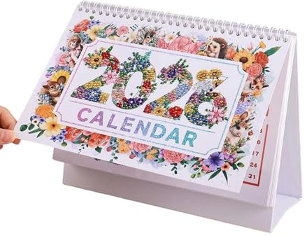 Kalender 2026,Tages-Wochen-Monatsplaner - Tier Strassstein Malerei 2026 Schreibtischkalender - Für Heimdekoration Schule Klassenzimmer Stundenplan Lehrer Schüler Planung Weihnachten