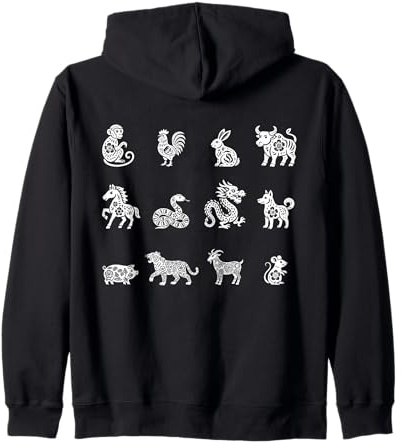 Signes lunaires Animaux du Zodiaque Chinois Nouvel an Chinois Sweat à Capuche