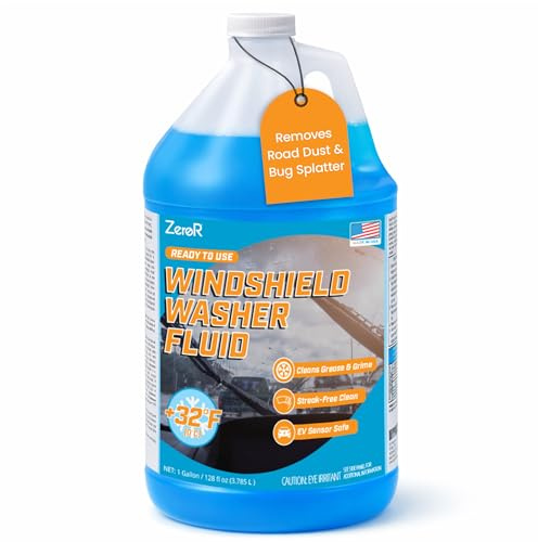 ZeroR® Windshield Washer Fluid, Ready to Use, +32°F Formula for Streak-Free Automotive Glass, Bug Splatter & Road Grime | Made in USA | 128 fl oz (1 Gallon)
