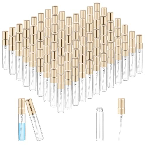 HFZCV 100 Stück Parfumzerstäuber Sprühflasche, 5ml Mini Feinnebel Sprühflasche, Parfüm Zerstäuber Leer für Ätherische Öle, Duftstoffe und Proben