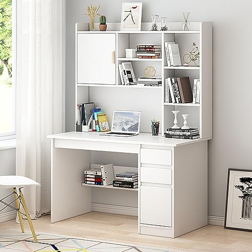 Genérico Escritorio para Oficina en casa con Estante de Almacenamiento, Mesa de Trabajo con estantería Superior y librería, Escritorio Compacto para Ordenador de sobremesa y portátil, Mueble Ideal pa