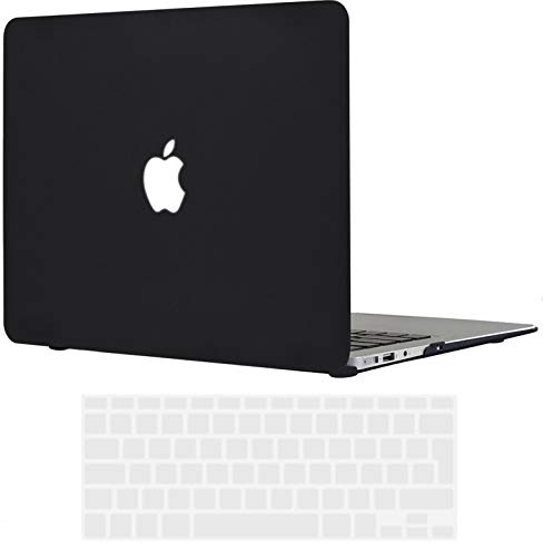 TECOOL Hülle für MacBook Air 13 Zoll 2017-2010 A1466 A1369, Ultradünn Schutzhülle Hartschale Matt Case Cover +EU Tastaturschutz, Nicht kompatibel mit neu MacBook Air 13 2021-2018, schwarz | Ultradünne Schutzhülle, Snap-on Hardcase, Ohne Logoausschnitt, EU Tastaturschutz, Soft-Touch Beschichtung