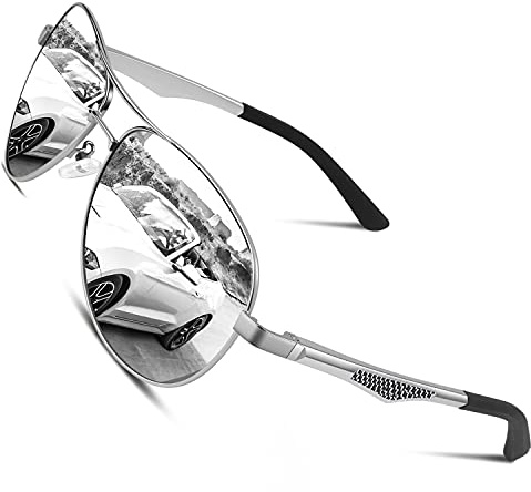 CGID GA61 Premium Al-Mg Alloy Pilot Polarized Sunglasses UV400, Full Mirrored Spring Hinges Sun Glasses for Men Women Mens Shades