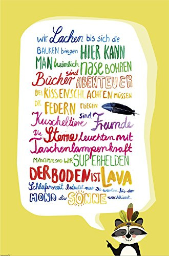 Close Up Kinderzimmer-Regeln Poster Premium Kinder-Plakat 91,5 x 61 cm + 2 St. transparente Posterleisten mit Aufhängung