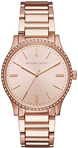 Michael Kors - Montre à Quartz analogique Bailey avec Bracelet en Acier Inoxydable Or Rose pour Femme MK3809