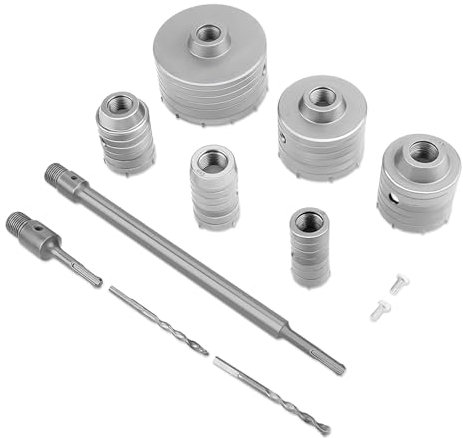 Broca Corona Hormigon Juego de 10 brocas perforadoras de pared SDS de 35 mm, 40 mm, 50 mm, 65 mm, 82 mm y 110 mm Sierra Corona Perforadora sds
