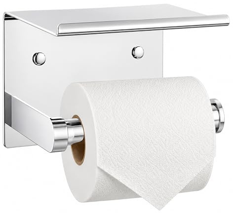 ARSUK Autoadhesivo Porta Rollos de Papel higienico, Taladro y no Taladro - Montado en Acero Inoxidable portarrollos Papel higienico con Tapa para baño Accesorios Soporte Plata