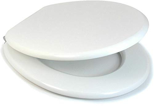 18 Wooden Toilet SEAT Bathroom WC with Fittings Easy Clean Heavy Duty New White