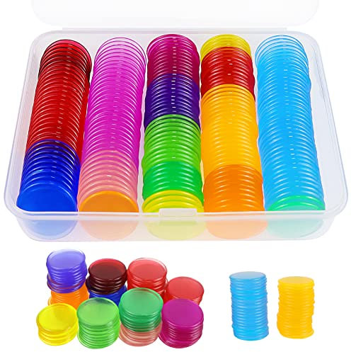 GZcaiyun 200 PCS Bingo Jetons, Jetons de Bingo en Plastique Coloré 18mm avec Boite, pour Jeu de Société Multicolore, Etudiant Marqueurs Objets à Compter Chiffre