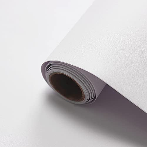 WADILE Papier Peint Autocollant Uni – Papier Peint Adhésif Mural Uni et Moderne, Autocollant Mural Épais en Tissu Texturé, Papier Adhésif pour Meuble Cuisine, Salon, Chambre, blanc, 40cm x 500cm