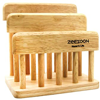 ZEESOON Beach Wooden Dual Cutting Board Rack Chopping Board Organizer Stand Holder Kitchen, Cutting Boards for Kitchen with Holder, Pantry Organization, Kitchen Cabinet Organizer