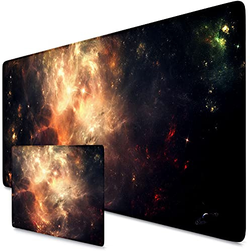Beydodo Gaming Mauspad, Schöne Orangefarbene Nebel im Universum, rutschfest Strapazierfähig und Waschbar, Geeignet 900X400X3MM Mauspad für Büro und Zuhause Home