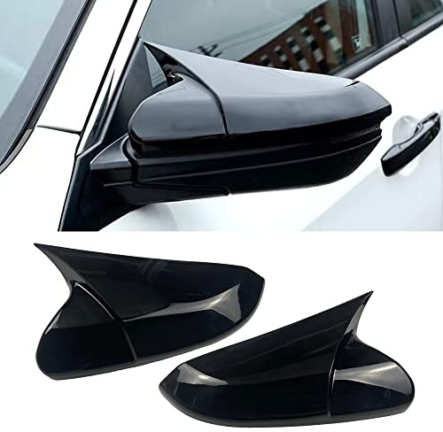 Car Ox Horn Side Rearview Mirror Cover Wing Mirror Protect Decorate Covers Auto Exterior Decoration Accessories For Honda 10th Gen Civic 2016 2017 2018 2019 2020 2021 (Bright Black)