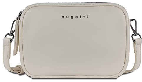 bugatti Almata kleine Schultertasche Damen, Umhängetasche aus hochwertigem Kunstleder, beige