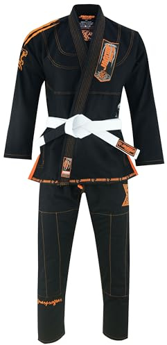 Jaguar Pro Signature IBJJF Compliant- Brazilian Jiu Jitsu BJJ Kimono Gi Uniform Unisex - Free White Belt (Black, A-1), J-Pro-Signature-2022
