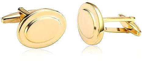Banemi Manschettenknöpfe Herren Trauzeuge, Gold Manschettenknöpfe Herren Trauzeuge Oval Smoking Manschettenknöpfe Geschenk 2.1X2.1CM
