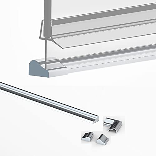 WDWRITTI 1 stück 95cm Schwallschutzprofil für Dusche Alu Schwallleiste Ersatz Schwallschutzleiste für die untere Duschwand Badewanne Wasserabweiser Schwallschutz - Chrom