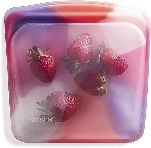 Stasher Premium silikon återanvändbar smörgåspåse för matförvaring, batikfärg rosa | Mikrovågsugn, sous vide, diskmaskin, ugn och frys säker | BPA-fri, läckagefri, miljövänlig, 8 oz