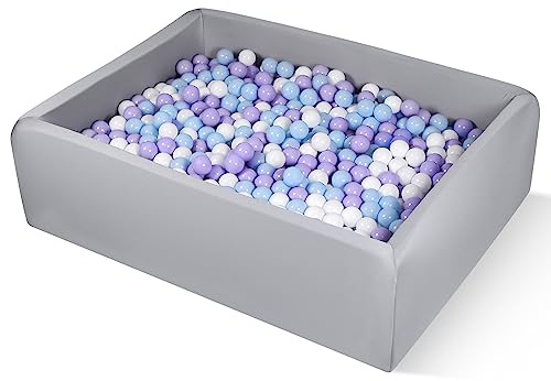 Foam Ball Pit for Children Toddlers, 47 Inch Rectangle Kids Ball Pool, Soft Ball Pit Large Size, Ideal Gift for Children Indoor and Outdoor Game (Balls NOT Included) Light Grey