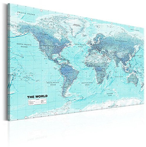 murando Weltkarte Pinnwand & Vlies Leinwand Bild 90x60 cm Bilder mit Kork Rückwand 1 Teilig Kunstdruck Korktafel Korkwand Memoboard Pinboard Wandbilder Landkarte k-A-0207-p-b