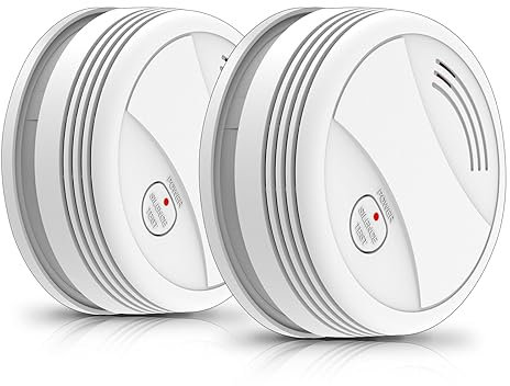 BSEED Rivelatore di Fumo Intelligente, Rivelatore d'Incendio Domestico con Notifica Tramite APP, Funziona con Google Home/Amazon Alexa con 85 dB Secondo gli Standard CE ed EN 14604, 2 Pezzi