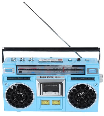 Tragbarer Kassettenspieler-Boombox, Retro-Bluetooth-Kassettenrekorder mit Stereolautsprecher, 4-Band-MW-FM-SW1-SW2-Radio, Batteriebetrieben, USB/TF-Kartenspieler, LED-Anzeige