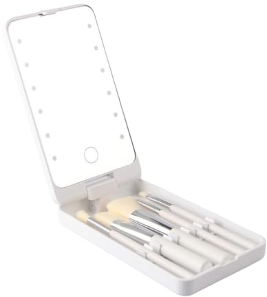 HBNOM Light-Enhancing Mirror Integrated Makeup Storage Box, Led Vanity Mirror Jewelry Box, Rotating Shaft And Touch Screen Switch, Small Makeup Storage Box, White