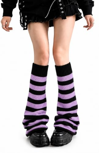 Moon Wood Scaldamuscoli Y2K Donna Ragazza Kawaii Maglia Lunga Nero Viola Gotico Lolita