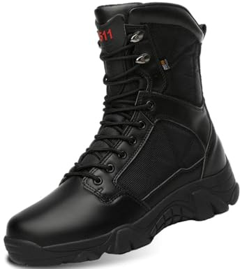 IYVW A003 B Bottes militaires Bottes de Neige Homme Bottes Hiver Imperméable Chaudes Chaussures Trekking Bottes de Randonnéé noir 45 EU