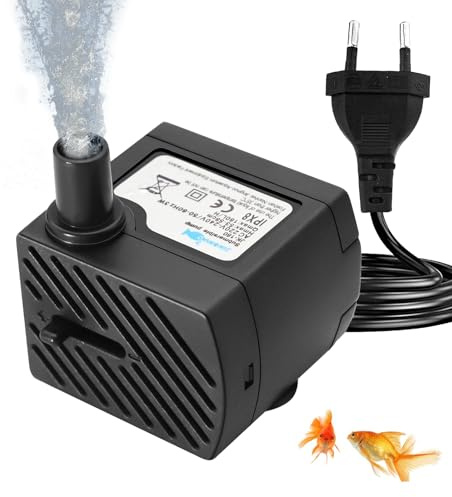 Mini vattenpump, justerbar minivattenpump, dränkbar vattenpump, med 1,4 m nätsladd, för akvarier, akvarier, fontäner, statyer, trädgårdar, dammar, 180 L/H, 3W, svart