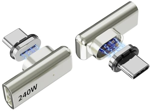 Tciogrxp 240W Right Angle 90 Straight Magnetic USB C Adapter Extender Straight USB4 40Gbps 8K 60Hz for Thunderbolt 3/4, MacBook Pro/Air,Steam Deck, PS5 (2 Pack) W/ 2 Connector Tips