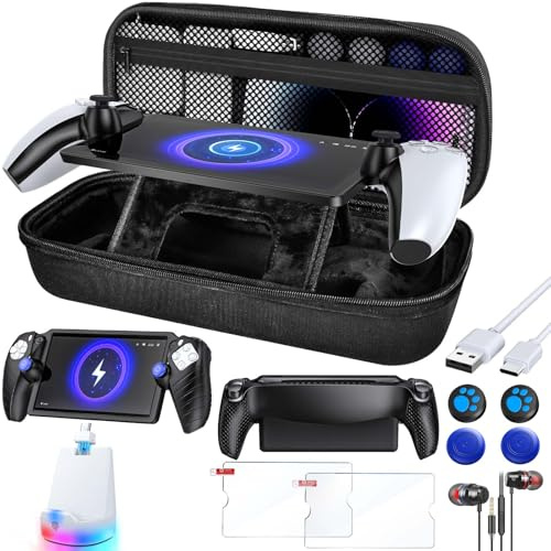 13 in 1 Bundle Accessories for Playstation Portal with RGB Charging Dock | Carrying Case for PS Portal with Protective Cover, 2* Screen Protector, 4* Thumb Grip, Earphone and Type C Cable