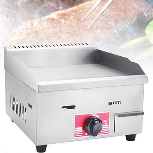 CASEGO Commercial Desktop Gas Griddle, Commercial Countertop Stainless Steel Griddle Cooking BBQ Flat Hot Plate, Rapid/Uniform Heating