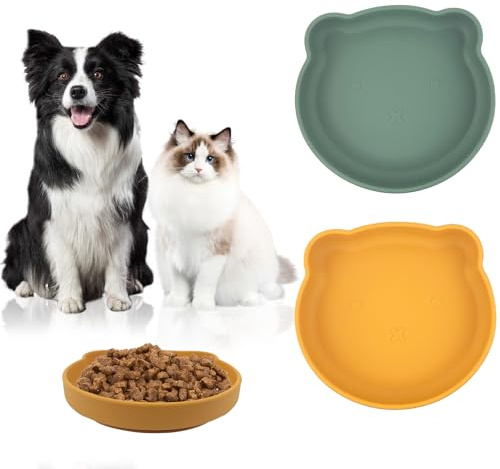 FINEASY Flacher Katzennapf aus Silikon, Katzen-Futternapf, Schnurrhaarfreundlich, Schnurrhaar, Müdigkeit, Katzennäpfe, Nassfutter, Trockenfutter, flacher Katzennapf, Wassernapf für Katzen und Hunde,