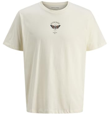 JACK & JONES Jjkento Tee SS Crew Neck, Bianco Antico, L