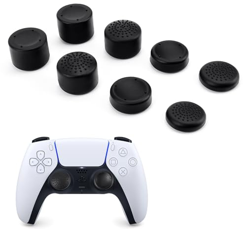 DLseego Thumbsticks Cap pour Manette PS5 PS4 Xbox,8 Pièces Silicone Capuchons de Joystick pour PS5/PS4,Conception Courte et Haute à Réduire Pouce Fatigue,Noir