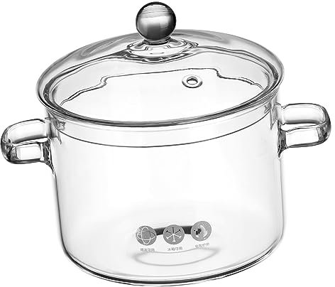 CIYODO Glastopf Aus Borosilikatglas Zum Kochen Von Suppen Und Nudeln Hitzebeständig Transparent Mit Deckel Geeignet Für Küche Und Aufbewahrung